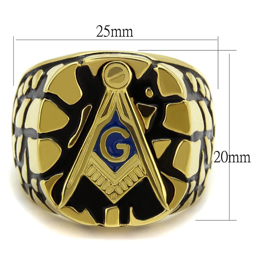 Anillo Color Oro Para Hombres de Acero Inoxidable Estilo Masonico Pepita - Jewelry Store by Erik Rayo