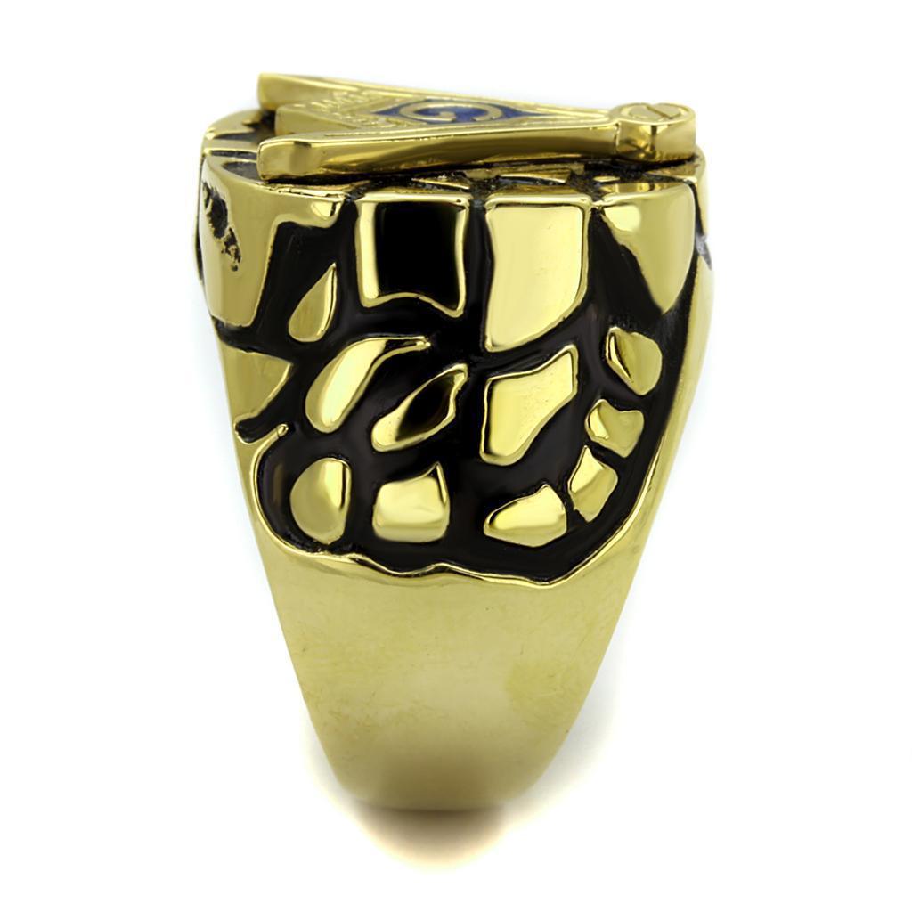 Anillo Color Oro Para Hombres de Acero Inoxidable Estilo Masonico Pepita - Jewelry Store by Erik Rayo
