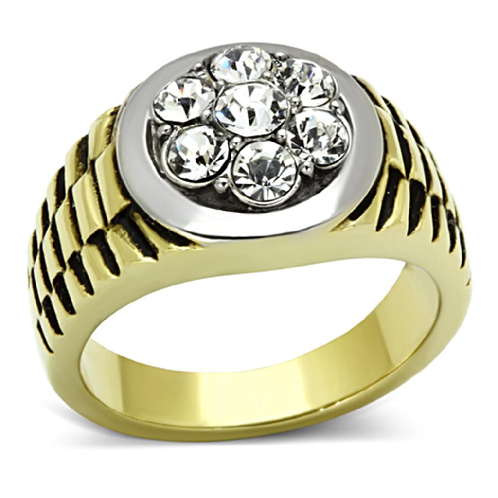 Anillo Color Oro Para Hombres de Acero Inoxidable Flor de Diamantes - Jewelry Store by Erik Rayo