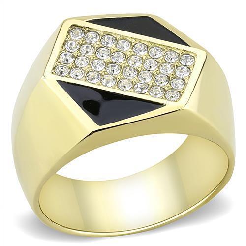 Anillo Color Oro Para Hombres de Acero Inoxidable Hexagono Artistico Negro Diamantes - Jewelry Store by Erik Rayo