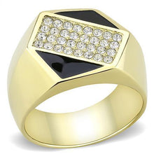 Load image into Gallery viewer, Anillo Color Oro Para Hombres y Ninos de Acero Inoxidable Hexagono Artistico Negro Diamantes - Jewelry Store by Erik Rayo
