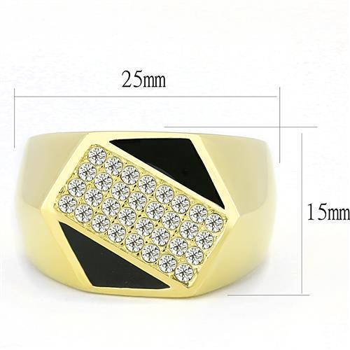 Anillo Color Oro Para Hombres de Acero Inoxidable Hexagono Artistico Negro Diamantes - Jewelry Store by Erik Rayo