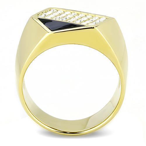Anillo Color Oro Para Hombres de Acero Inoxidable Hexagono Artistico Negro Diamantes - Jewelry Store by Erik Rayo