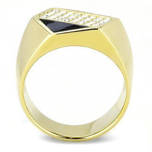 Load image into Gallery viewer, Anillo Color Oro Para Hombres y Ninos de Acero Inoxidable Hexagono Artistico Negro Diamantes - Jewelry Store by Erik Rayo
