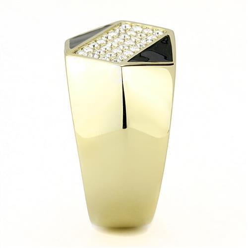 Anillo Color Oro Para Hombres de Acero Inoxidable Hexagono Artistico Negro Diamantes - Jewelry Store by Erik Rayo