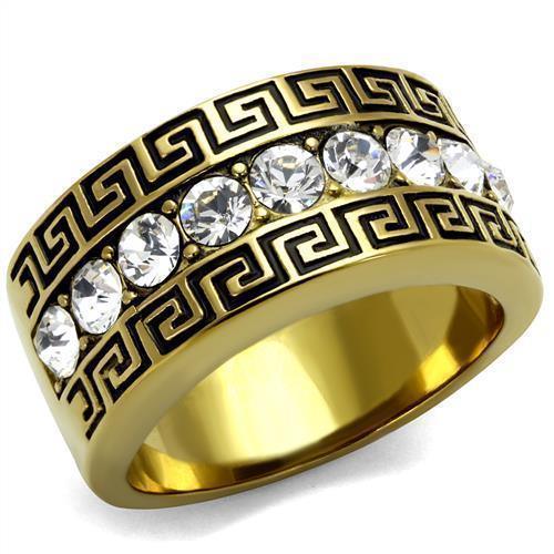 Anillo Color Oro Para Hombres de Acero Inoxidable Italiano con Diamantes - Jewelry Store by Erik Rayo