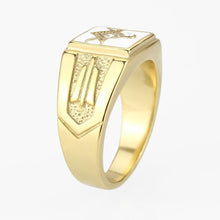 Load image into Gallery viewer, Anillo Color Oro Para Hombres y Ninos de Acero Inoxidable Masonico en Blanco - Jewelry Store by Erik Rayo
