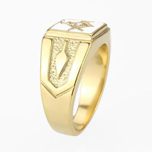 Load image into Gallery viewer, Anillo Color Oro Para Hombres y Ninos de Acero Inoxidable Masonico en Blanco - Jewelry Store by Erik Rayo
