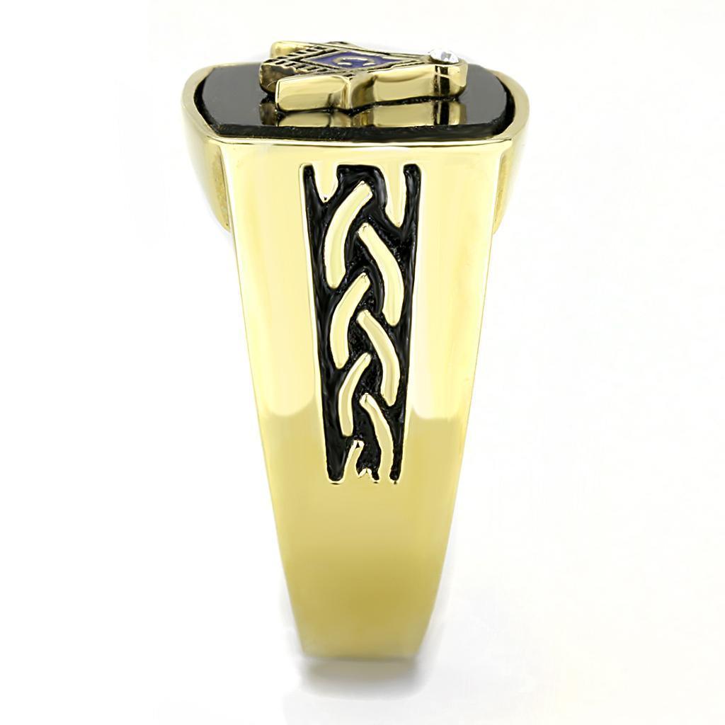 Anillo Color Oro Para Hombres de Acero Inoxidable Masonico Negro - Jewelry Store by Erik Rayo