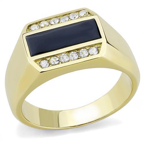 Anillo Color Oro Para Hombres de Acero Inoxidable Onyx con Diamantes - Jewelry Store by Erik Rayo