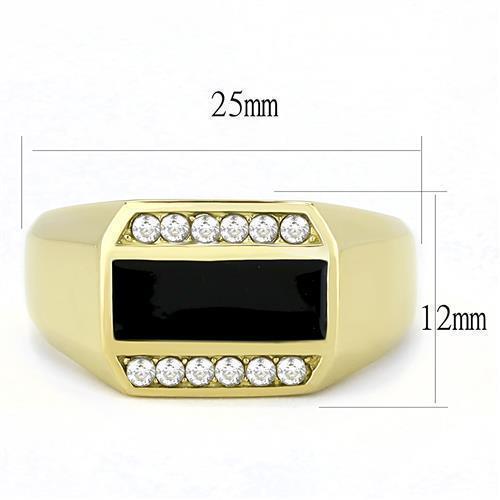 Anillo Color Oro Para Hombres de Acero Inoxidable Onyx con Diamantes - Jewelry Store by Erik Rayo
