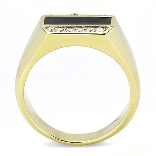 Anillo Color Oro Para Hombres de Acero Inoxidable Onyx con Diamantes - Jewelry Store by Erik Rayo