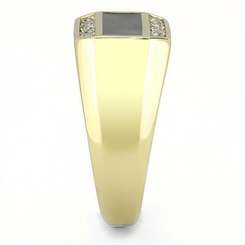 Anillo Color Oro Para Hombres de Acero Inoxidable Onyx con Diamantes - Jewelry Store by Erik Rayo