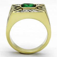 Load image into Gallery viewer, Anillo Color Oro Para Hombres y Ninos de Acero Inoxidable Piedra Verde Esmeralda - Jewelry Store by Erik Rayo
