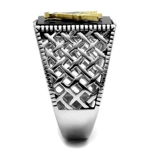 Anillo Color Plata Para Hombres de Acero Inoxidable Agate en Onyx Masonico - Jewelry Store by Erik Rayo