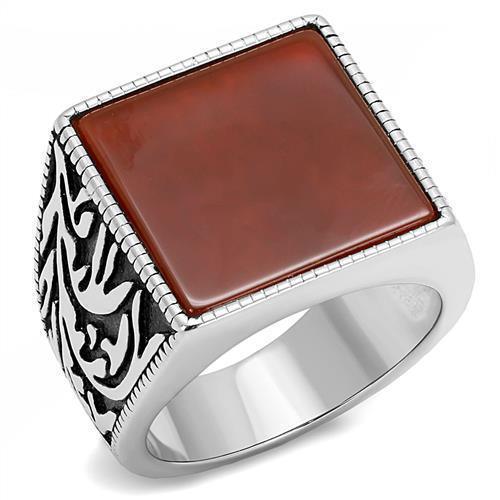 Anillo Color Plata Para Hombres de Acero Inoxidable Agate en Siam Ginda - Jewelry Store by Erik Rayo
