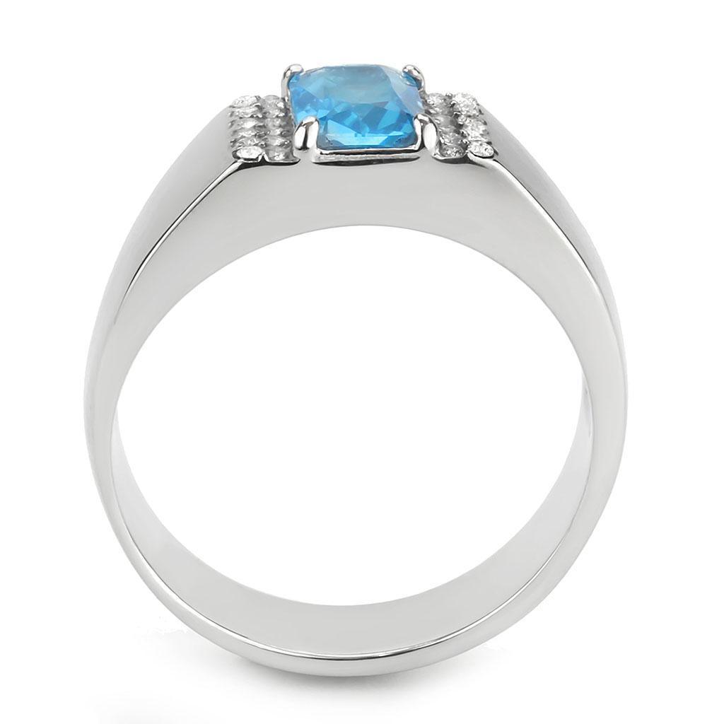 Anillo Color Plata Para Hombres de Acero Inoxidable Aquamrina Simple - Jewelry Store by Erik Rayo