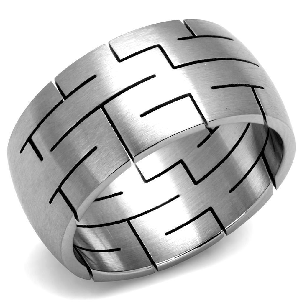 Anillo Color Plata Para Hombres de Acero Inoxidable Banda con Lineas - Jewelry Store by Erik Rayo