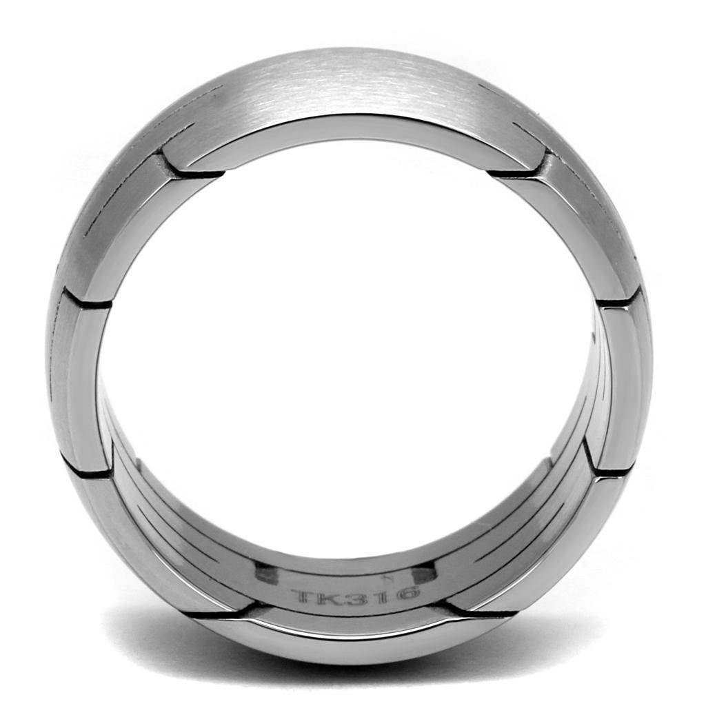 Anillo Color Plata Para Hombres de Acero Inoxidable Banda con Lineas - Jewelry Store by Erik Rayo