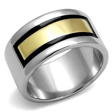 Load image into Gallery viewer, Anillo Color Plata Para Hombres y Ninos de Acero Inoxidable Banda con Rectangulo Dorado - Jewelry Store by Erik Rayo
