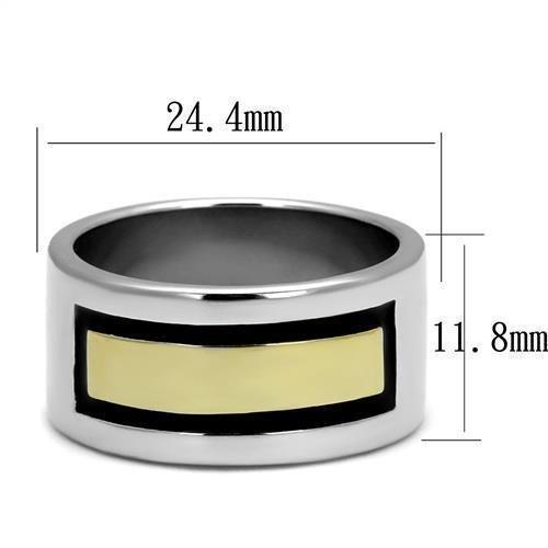 Anillo Color Plata Para Hombres de Acero Inoxidable Banda con Rectangulo Dorado - Jewelry Store by Erik Rayo