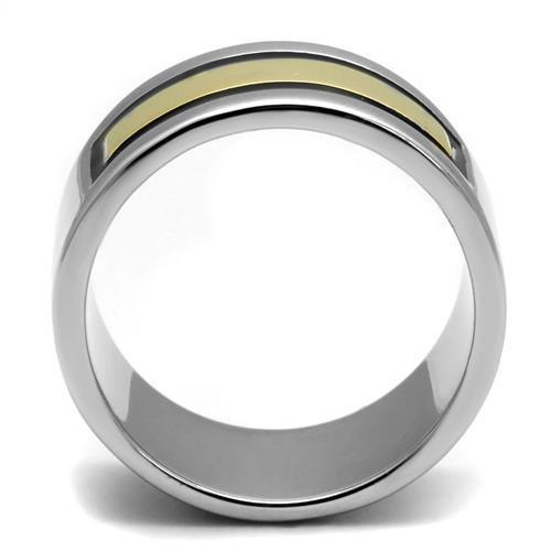 Anillo Color Plata Para Hombres de Acero Inoxidable Banda con Rectangulo Dorado - Jewelry Store by Erik Rayo
