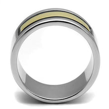 Load image into Gallery viewer, Anillo Color Plata Para Hombres y Ninos de Acero Inoxidable Banda con Rectangulo Dorado - Jewelry Store by Erik Rayo
