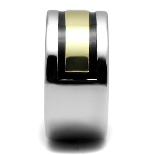 Anillo Color Plata Para Hombres de Acero Inoxidable Banda con Rectangulo Dorado - Jewelry Store by Erik Rayo