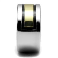 Load image into Gallery viewer, Anillo Color Plata Para Hombres y Ninos de Acero Inoxidable Banda con Rectangulo Dorado - Jewelry Store by Erik Rayo
