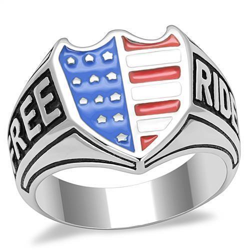 Anillo Color Plata Para Hombres de Acero Inoxidable Biker Patriota Bandera - Jewelry Store by Erik Rayo