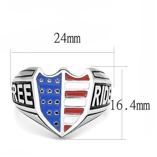 Anillo Color Plata Para Hombres de Acero Inoxidable Biker Patriota Bandera - Jewelry Store by Erik Rayo