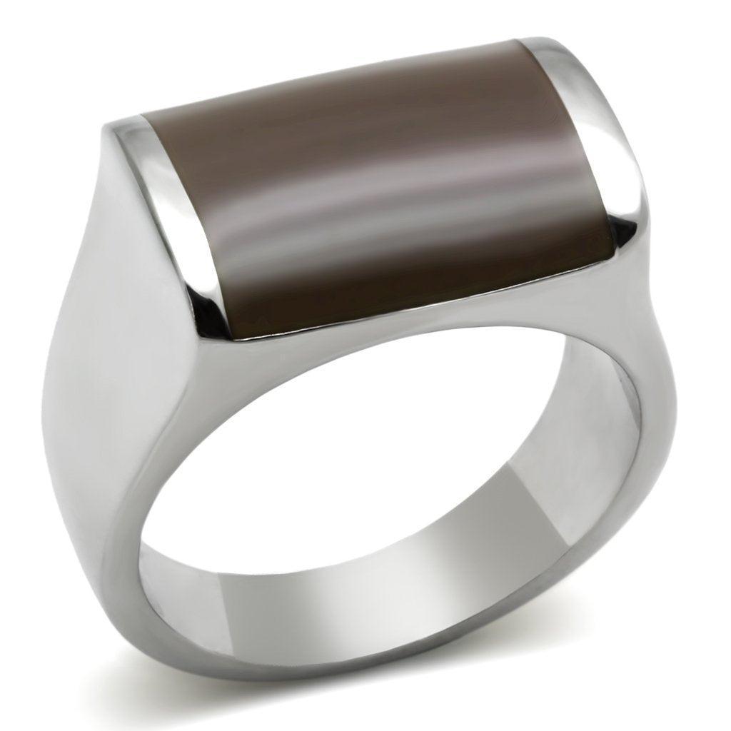 Anillo Color Plata Para Hombres de Acero Inoxidable Cafe Tallado Moderno - Jewelry Store by Erik Rayo