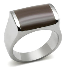 Load image into Gallery viewer, Anillo Color Plata Para Hombres y Ninos de Acero Inoxidable Cafe Tallado Moderno - Jewelry Store by Erik Rayo
