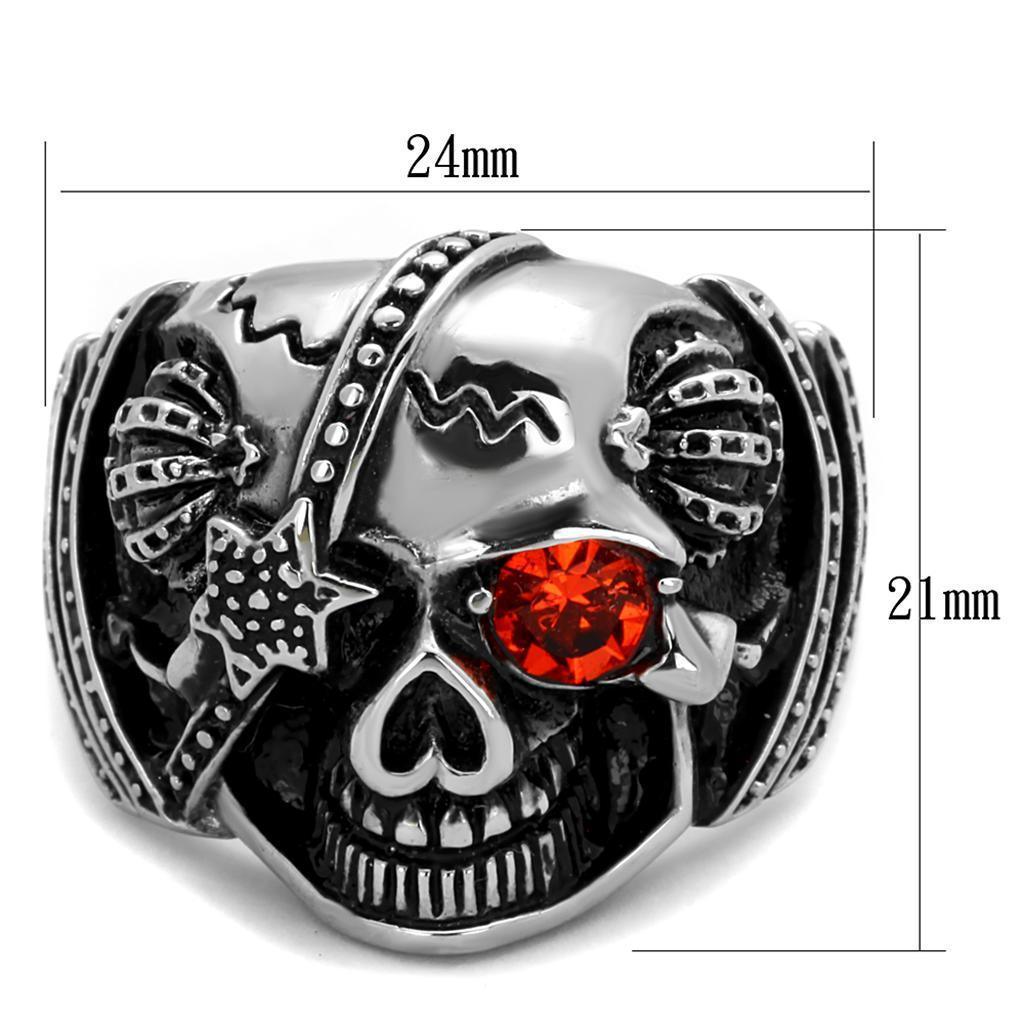 Anillo Color Plata Para Hombres de Acero Inoxidable Calavera con Ojo de Ruby - Jewelry Store by Erik Rayo