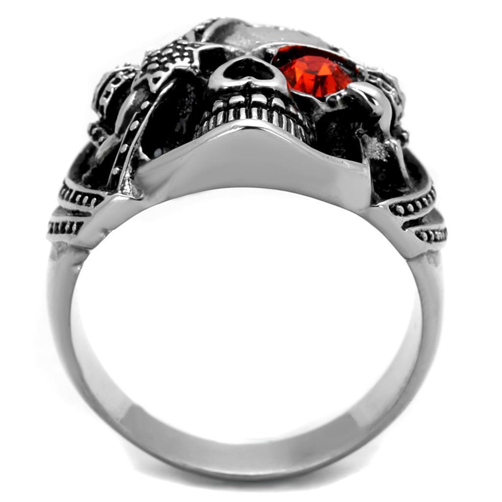 Anillo Color Plata Para Hombres de Acero Inoxidable Calavera con Ojo de Ruby - Jewelry Store by Erik Rayo