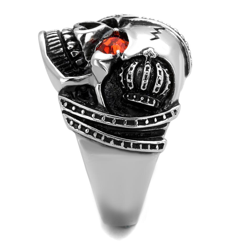 Anillo Color Plata Para Hombres de Acero Inoxidable Calavera con Ojo de Ruby - Jewelry Store by Erik Rayo