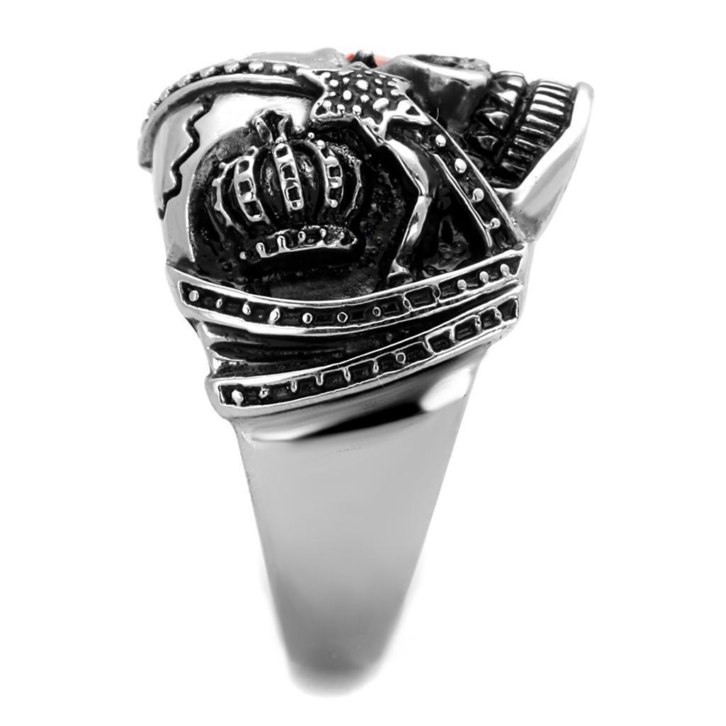 Anillo Color Plata Para Hombres de Acero Inoxidable Calavera con Ojo de Ruby - Jewelry Store by Erik Rayo