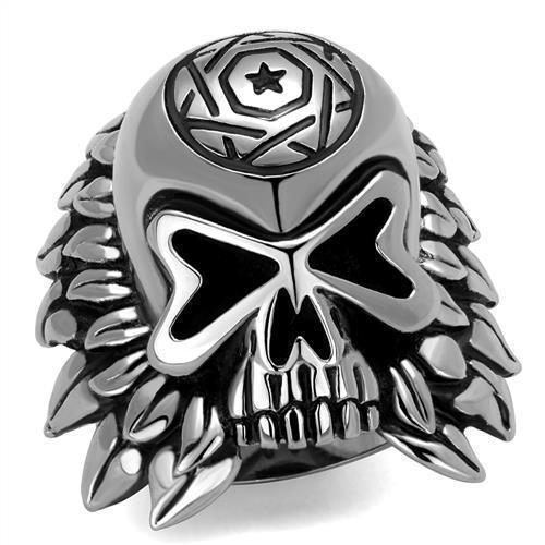 Anillo Color Plata Para Hombres de Acero Inoxidable Calavera con Pelaje - Jewelry Store by Erik Rayo