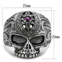 Load image into Gallery viewer, Anillo Color Plata Para Hombres y Ninos de Acero Inoxidable Calavera con Piedra Morada - Jewelry Store by Erik Rayo
