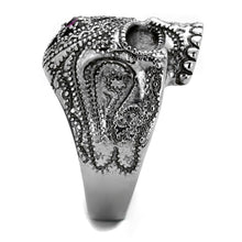 Load image into Gallery viewer, Anillo Color Plata Para Hombres y Ninos de Acero Inoxidable Calavera con Piedra Morada - Jewelry Store by Erik Rayo
