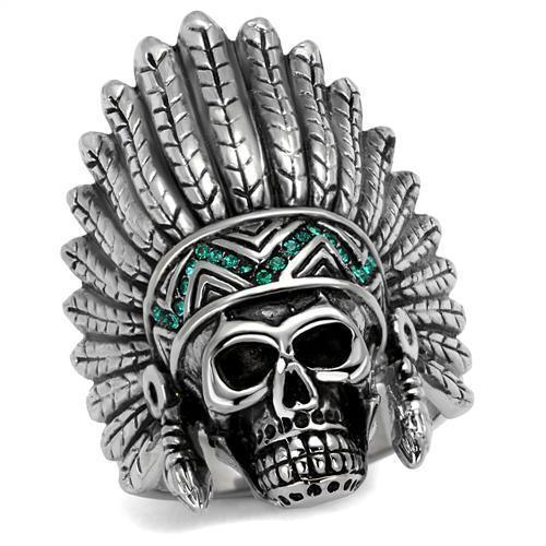 Anillo Color Plata Para Hombres de Acero Inoxidable Calavera de Indio - Jewelry Store by Erik Rayo