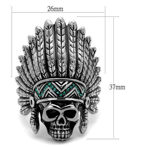 Anillo Color Plata Para Hombres de Acero Inoxidable Calavera de Indio - Jewelry Store by Erik Rayo
