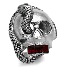 Load image into Gallery viewer, Anillo Color Plata Para Hombres y Ninos de Acero Inoxidable Calavera y Serpiente - Jewelry Store by Erik Rayo
