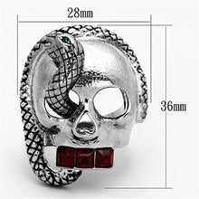 Load image into Gallery viewer, Anillo Color Plata Para Hombres y Ninos de Acero Inoxidable Calavera y Serpiente - Jewelry Store by Erik Rayo
