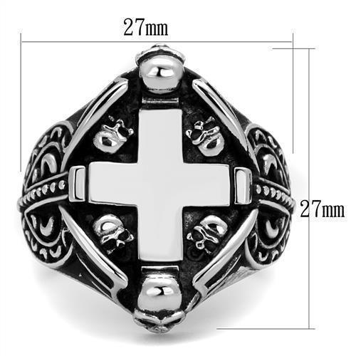 Anillo Color Plata Para Hombres de Acero Inoxidable Calaveras Sosteniendo Cruz - Jewelry Store by Erik Rayo