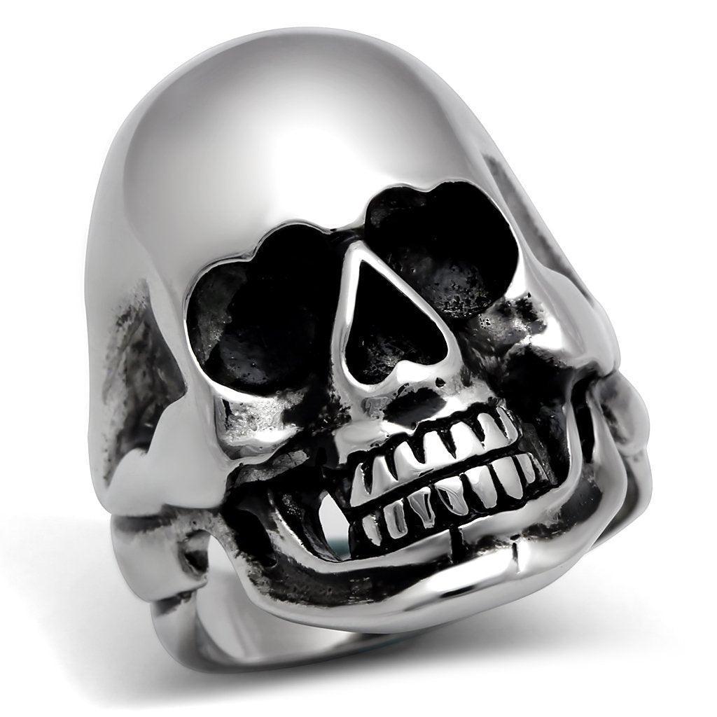 Anillo Color Plata Para Hombres de Acero Inoxidable Calvera Grande con Ojos de Corazon - Jewelry Store by Erik Rayo
