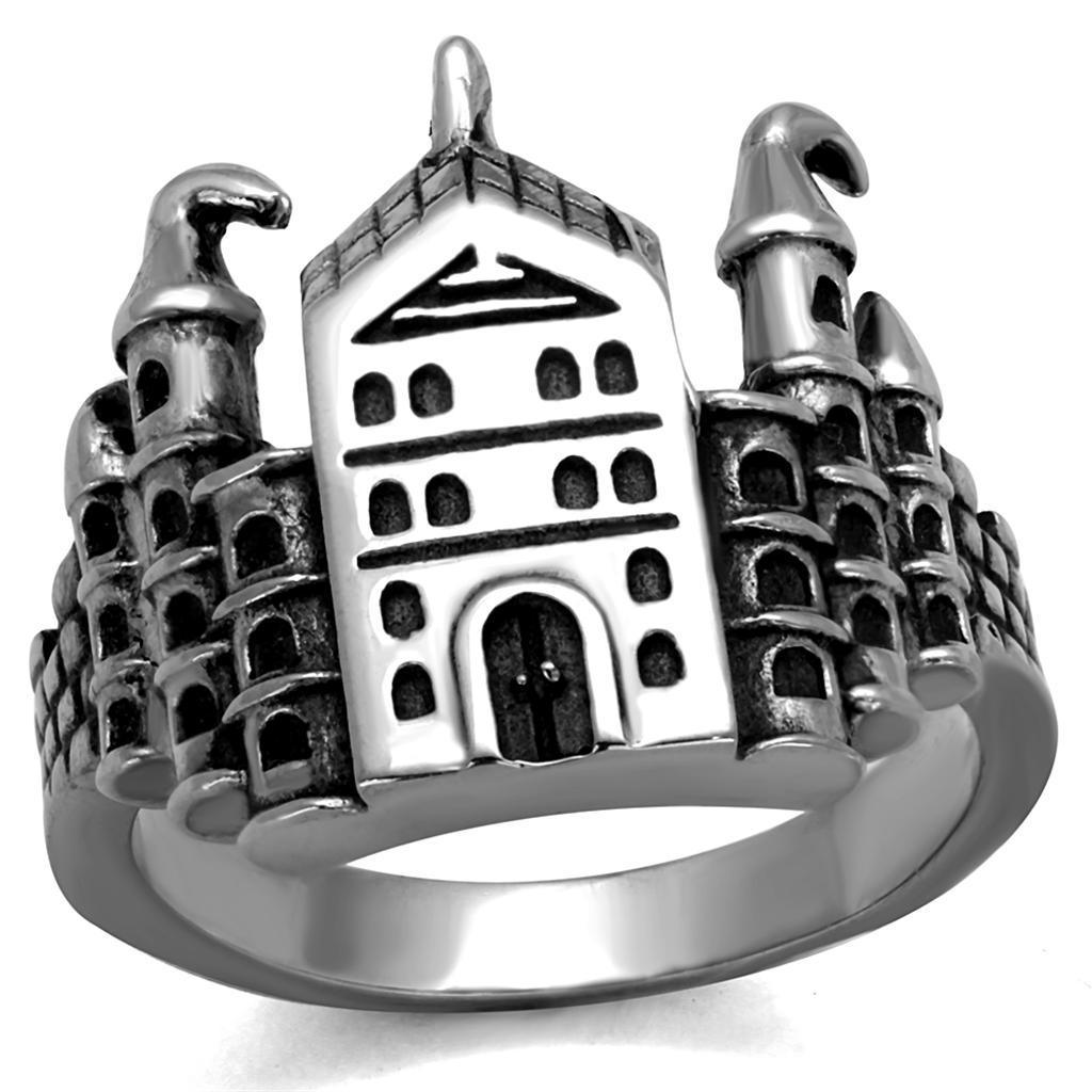 Anillo Color Plata Para Hombres y Ninos de Acero Inoxidable Castillo - Jewelry Store by Erik Rayo