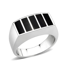 Load image into Gallery viewer, Anillo Color Plata Para Hombres de Acero Inoxidable Cinco Onyx - Jewelry Store by Erik Rayo
