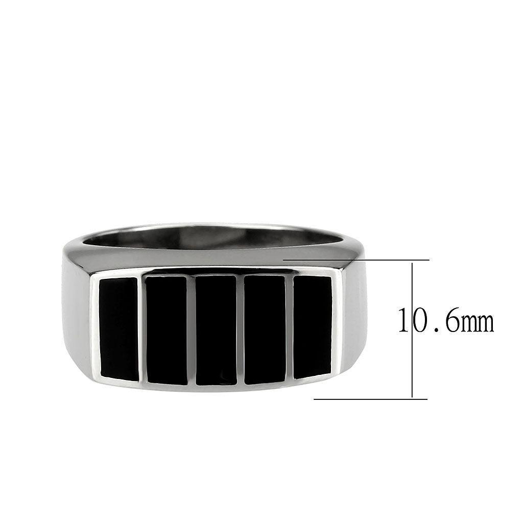 Anillo Color Plata Para Hombres de Acero Inoxidable Cinco Onyx - Jewelry Store by Erik Rayo