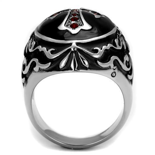 Anillo Color Plata Para Hombres de Acero Inoxidable con Crus y Rubies - Jewelry Store by Erik Rayo